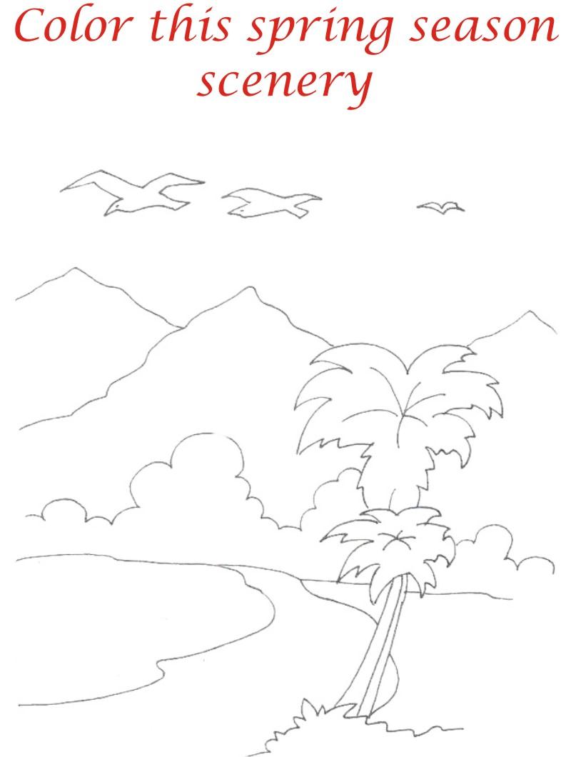 Spring season coloring printable page3 for kids