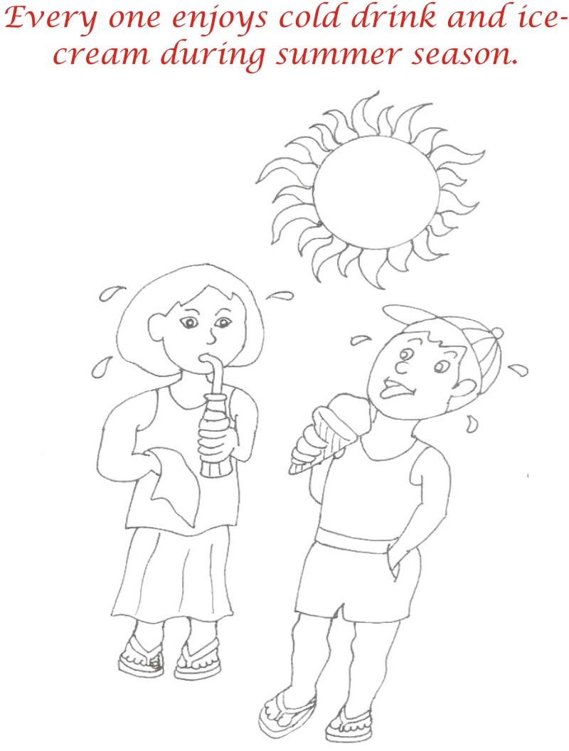 Summer season coloring printable page1 for kids