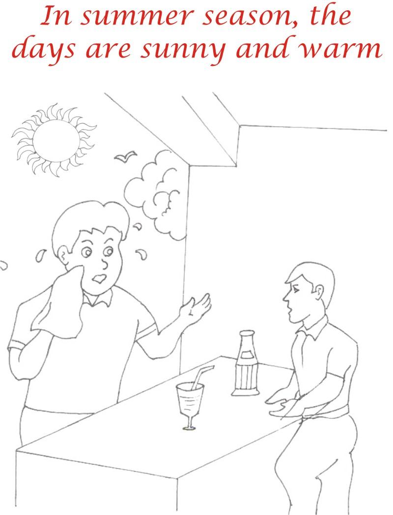 Summer season coloring printable page2 for kids