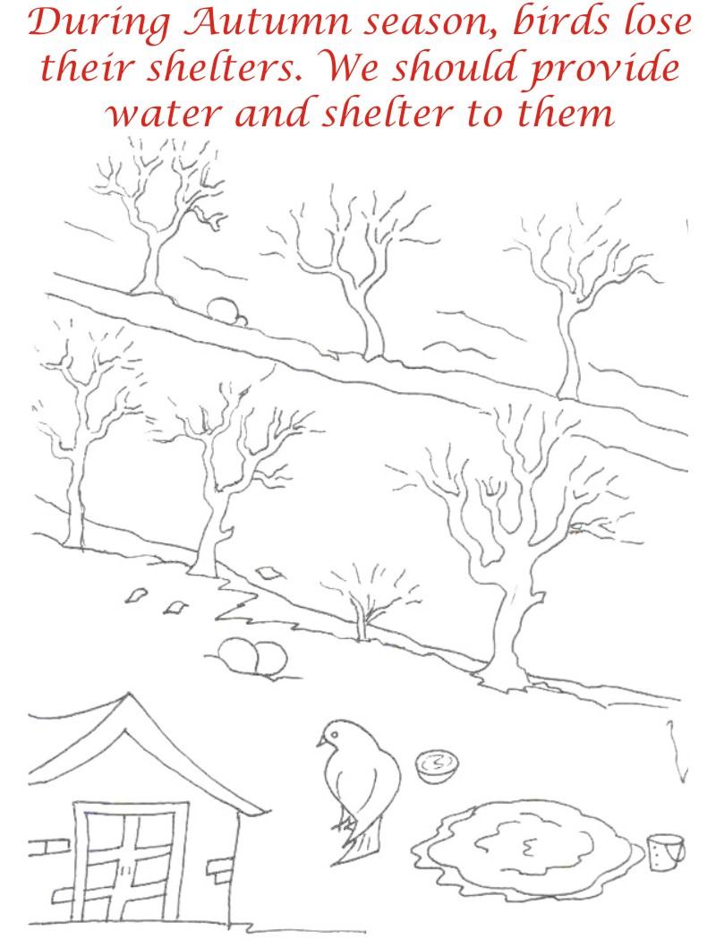 Autumn Season coloring printable page2 for kids