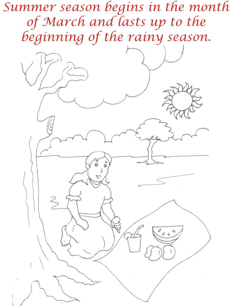 Summer season coloring printable page4 for kids
