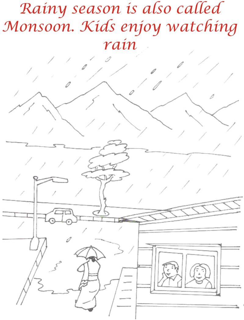 Rainy Season coloring printable page1 for kids