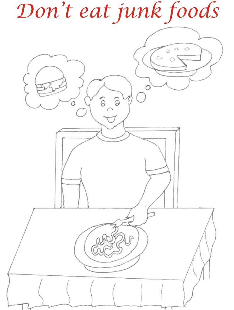 Eating manners coloring printable page 5 for kids