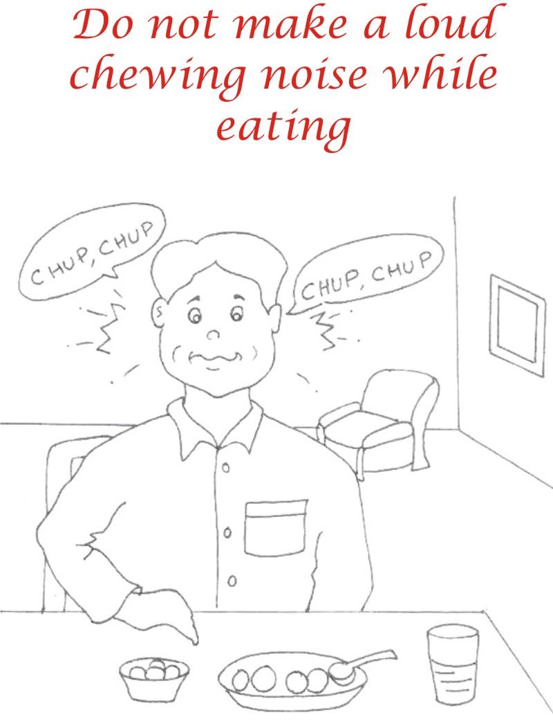 Eating manners coloring printable page 11 for kids