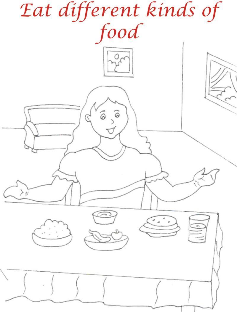 Eating manners coloring printable page 12 for kids