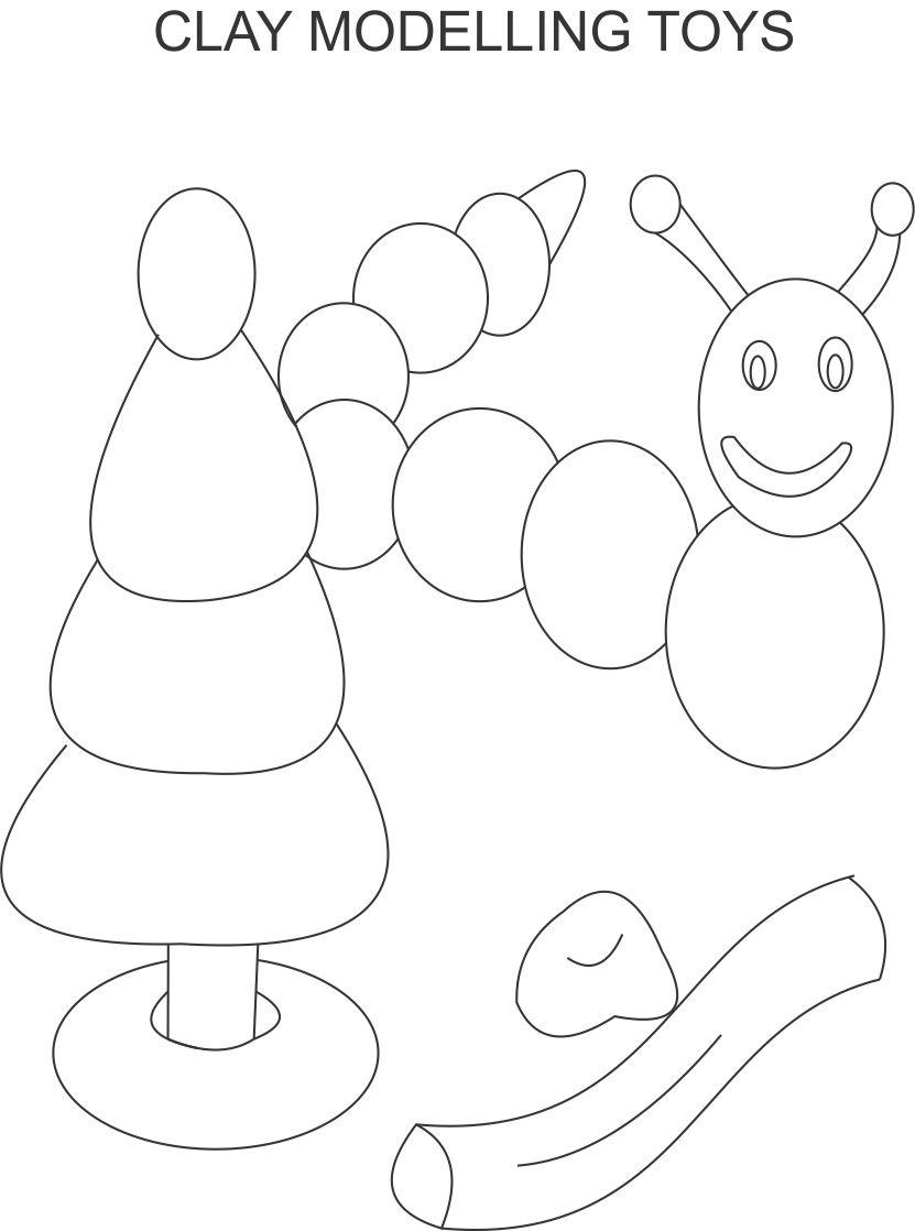 Clay model coloring page for kids