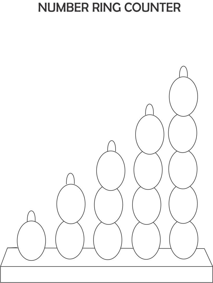 Number ring counter coloring page for kids