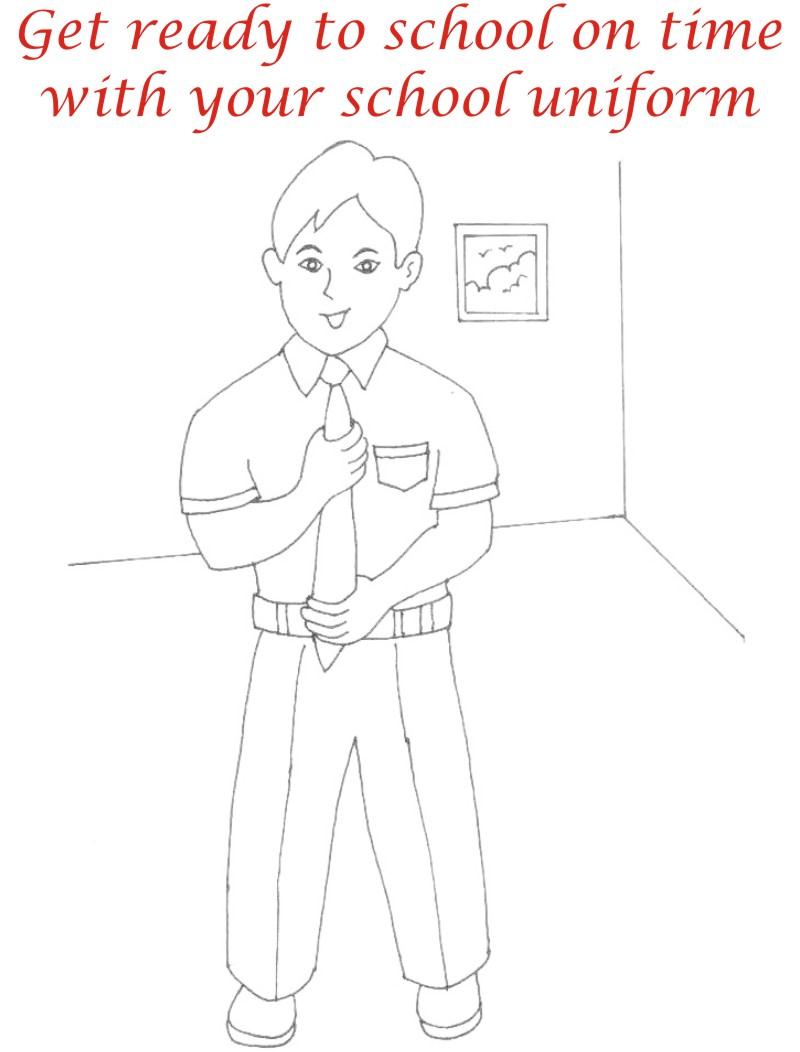 School uniform coloring printable page for kids