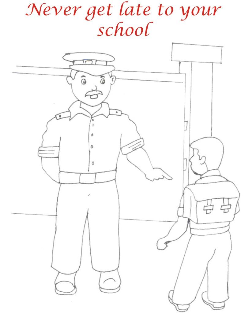 Late to school coloring printable page for kids