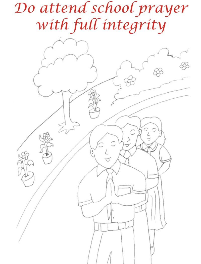 School prayer coloring printable page for kids