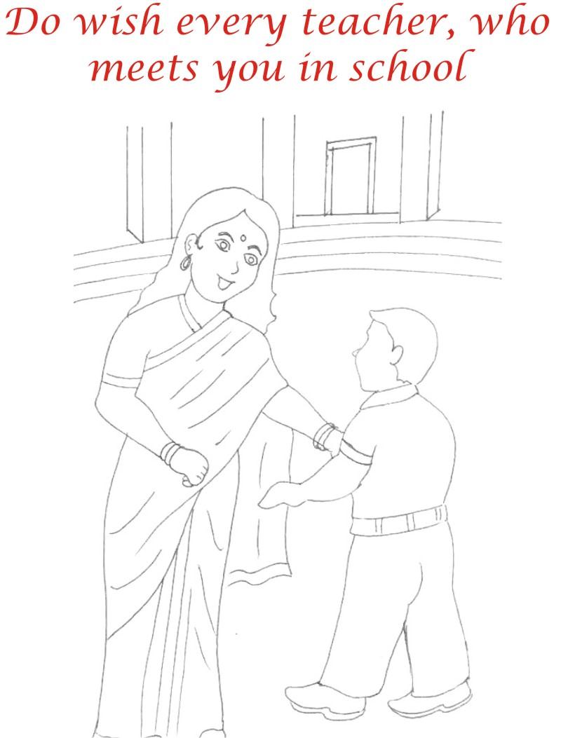 Wishing teacher coloring printable page for kids