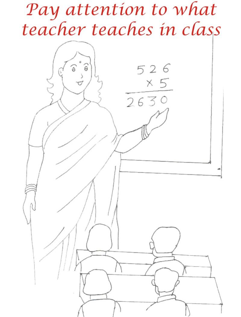 Attention in class coloring printable page for kids