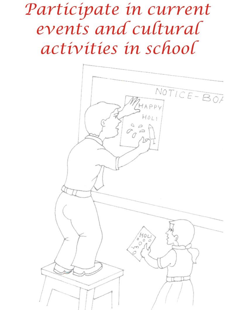 Manners in school coloring printable page for kids