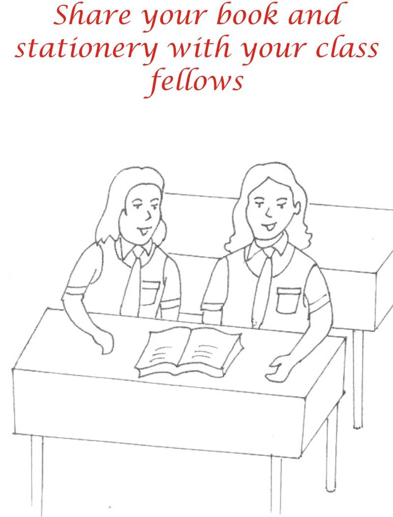 Book sharing coloring printable page for kids