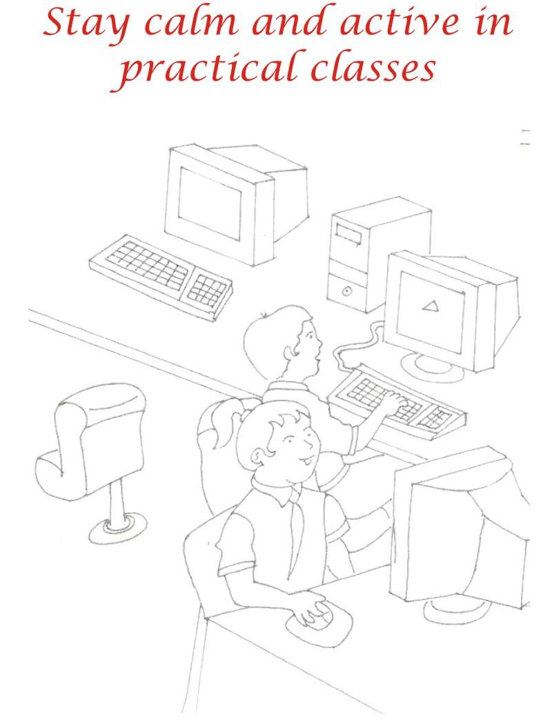 Computer class coloring printable page for kids