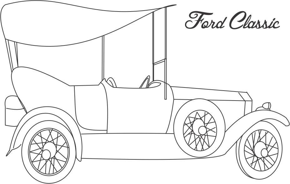 Ford Classic car coloring printable page for kids