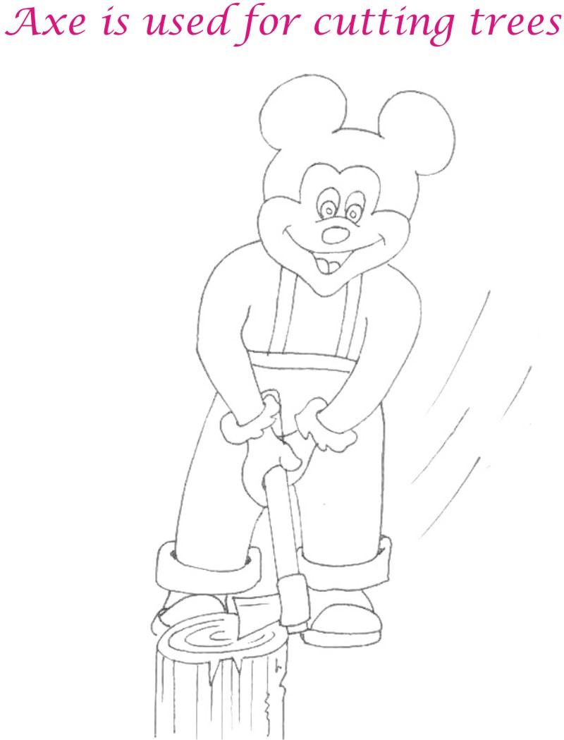 Axe coloring printable page for kids