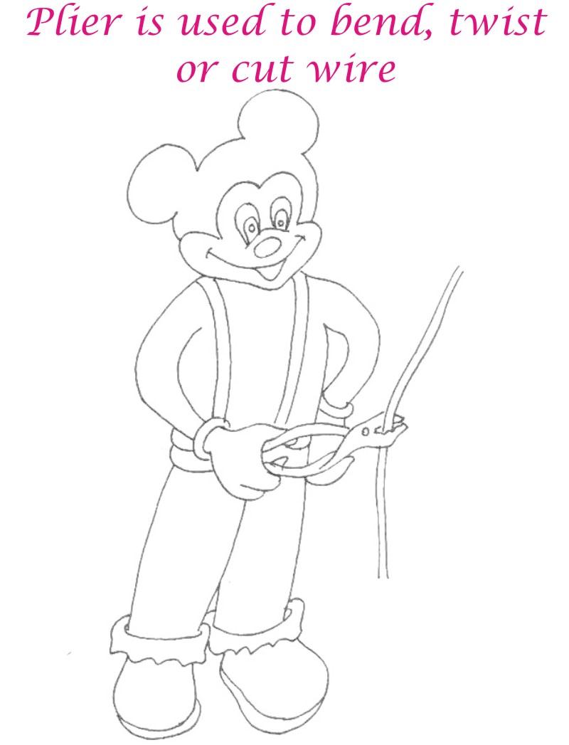 Plier coloring printable page for kids