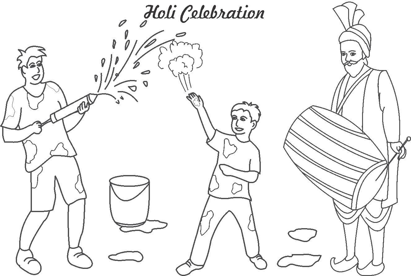 holi colouring pages