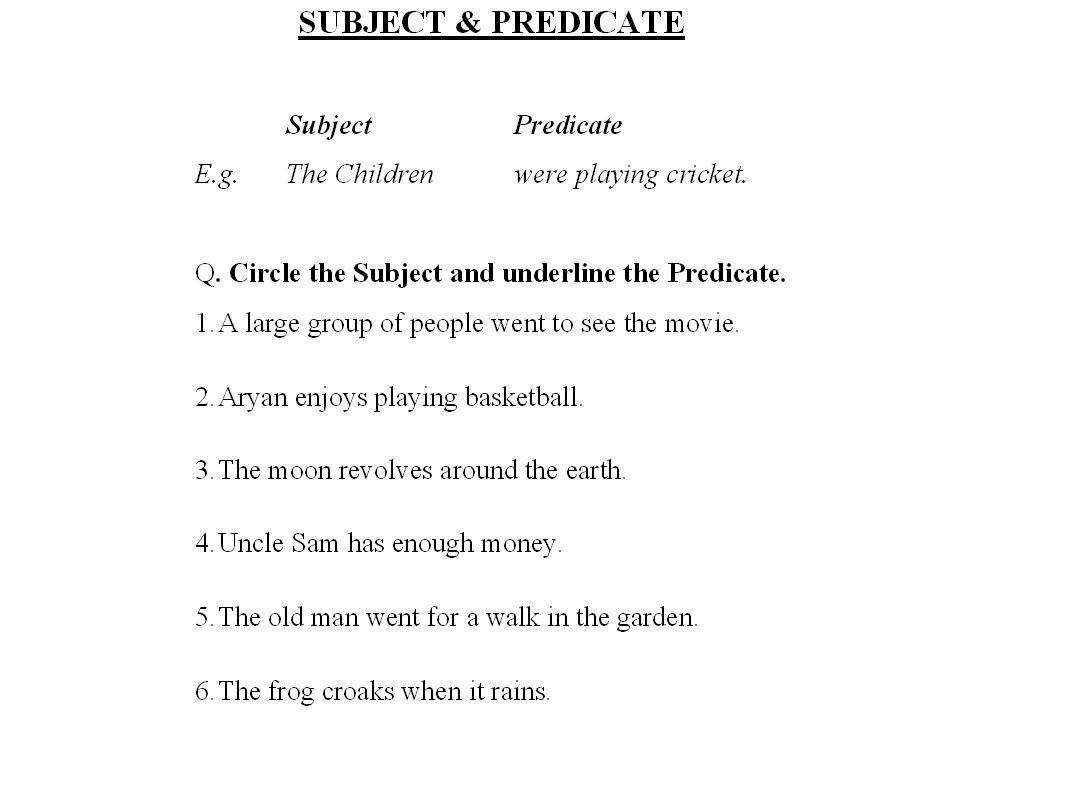Simple Subject And Simple Predicate Worksheets Worksheet Simple Subject And Simple Predicate Worksheets Worksheet