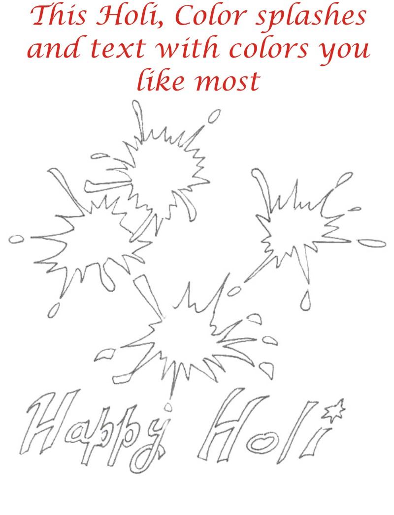 Holi coloring printable page for kids 1