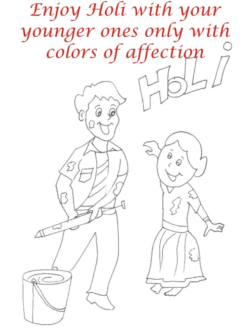 Holi coloring printable pages for kids 4
