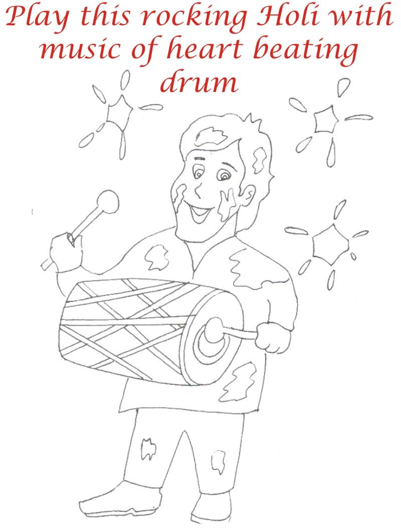 Holi coloring printable pages for kids 7
