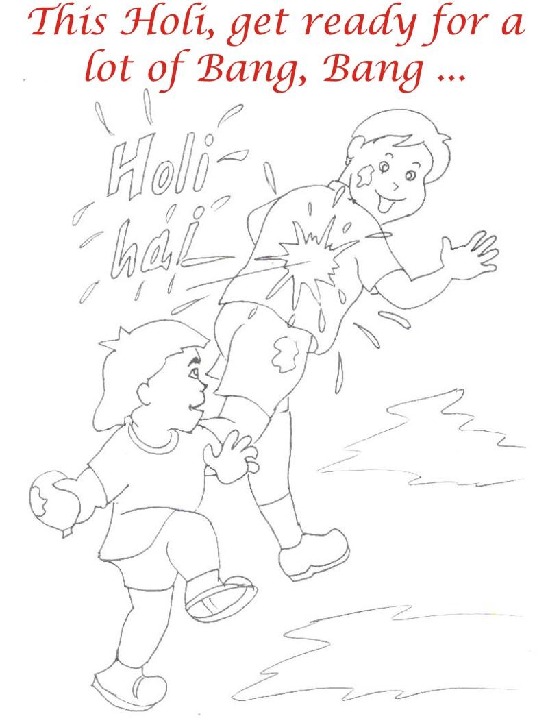 Holi coloring printable pages for kids 17