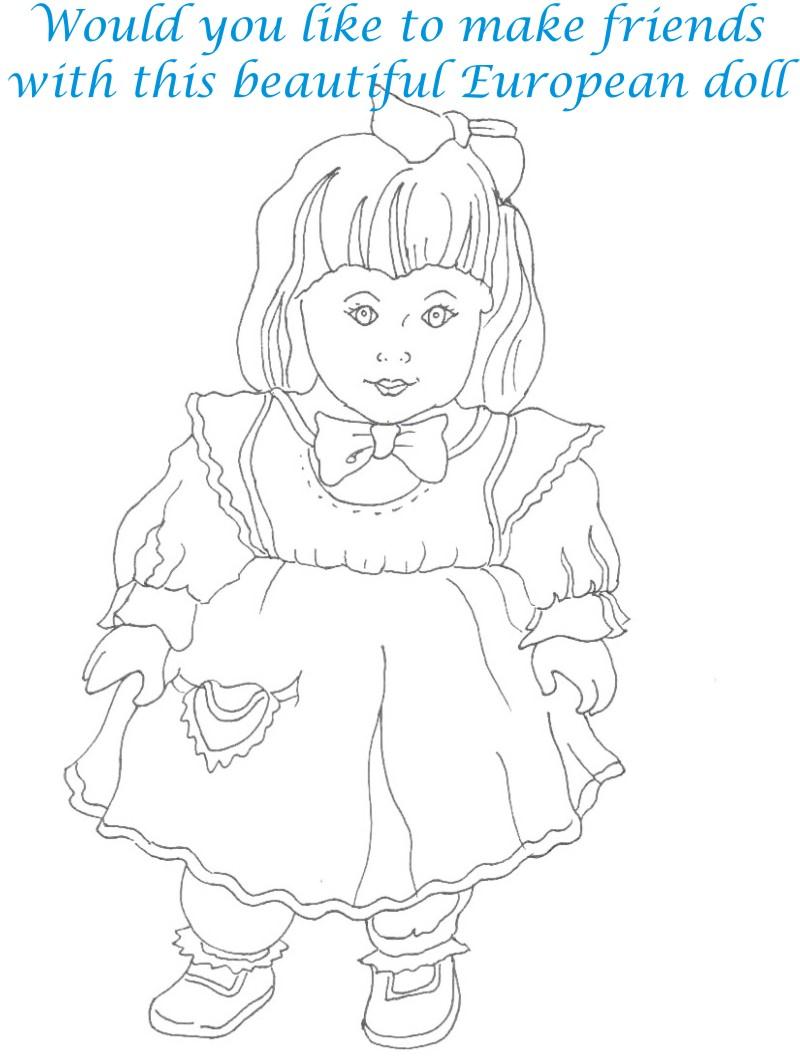 Dolls coloring printable page for kids 1