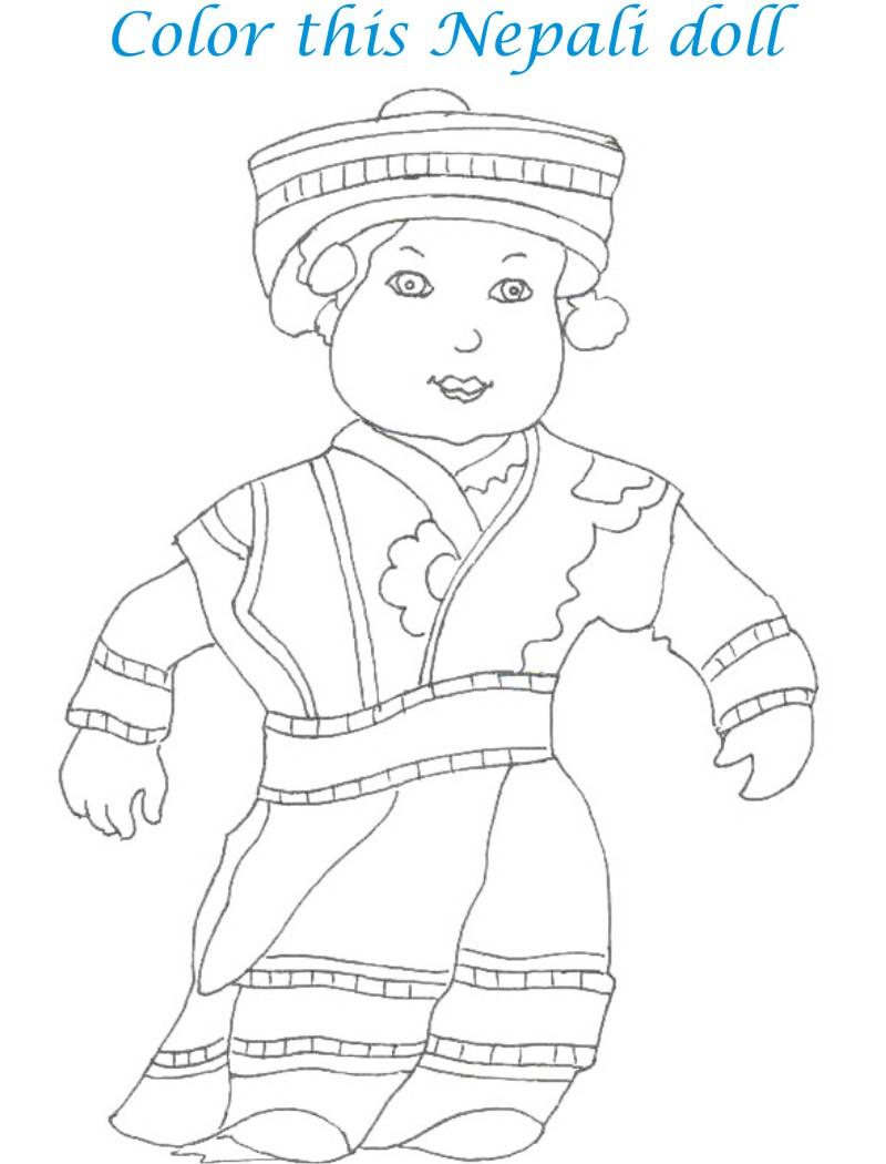 Dolls coloring printable page for kids 6
