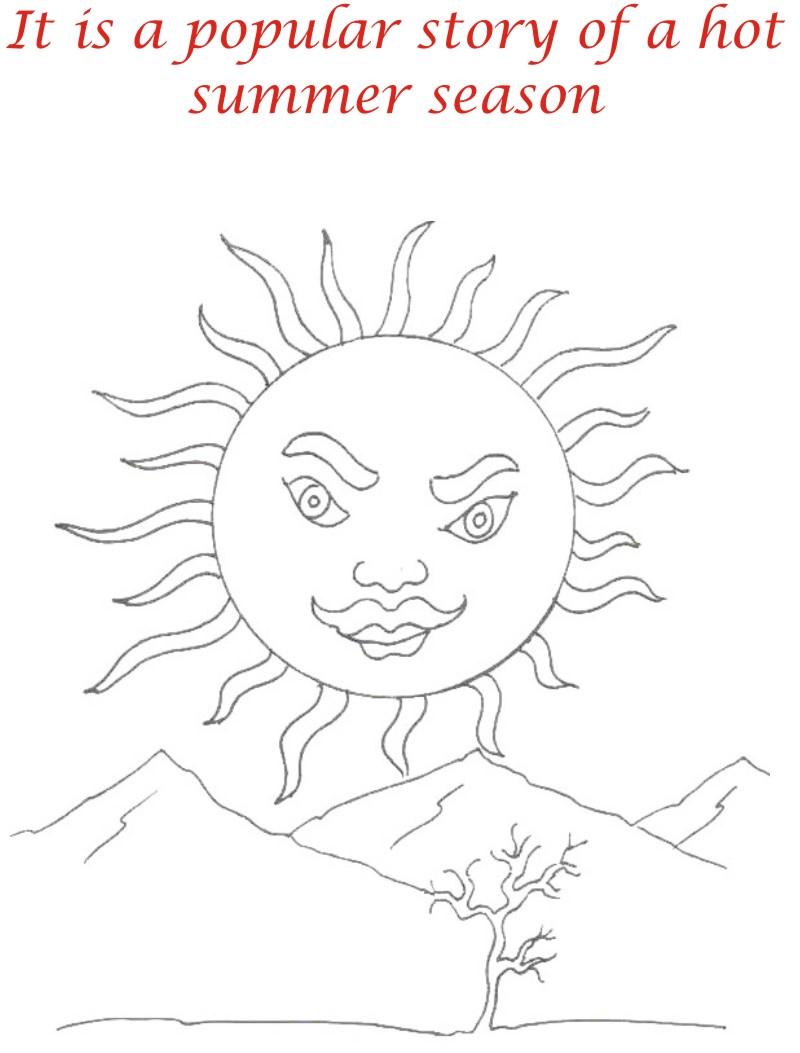 Thirsty crow story coloring page for kids 1