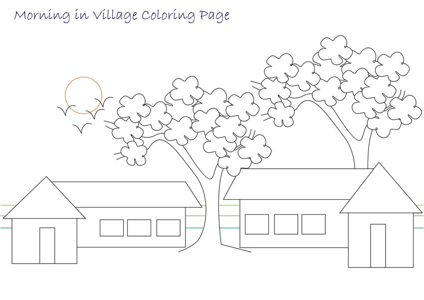 Beautiful scenery coloring page for kids 5