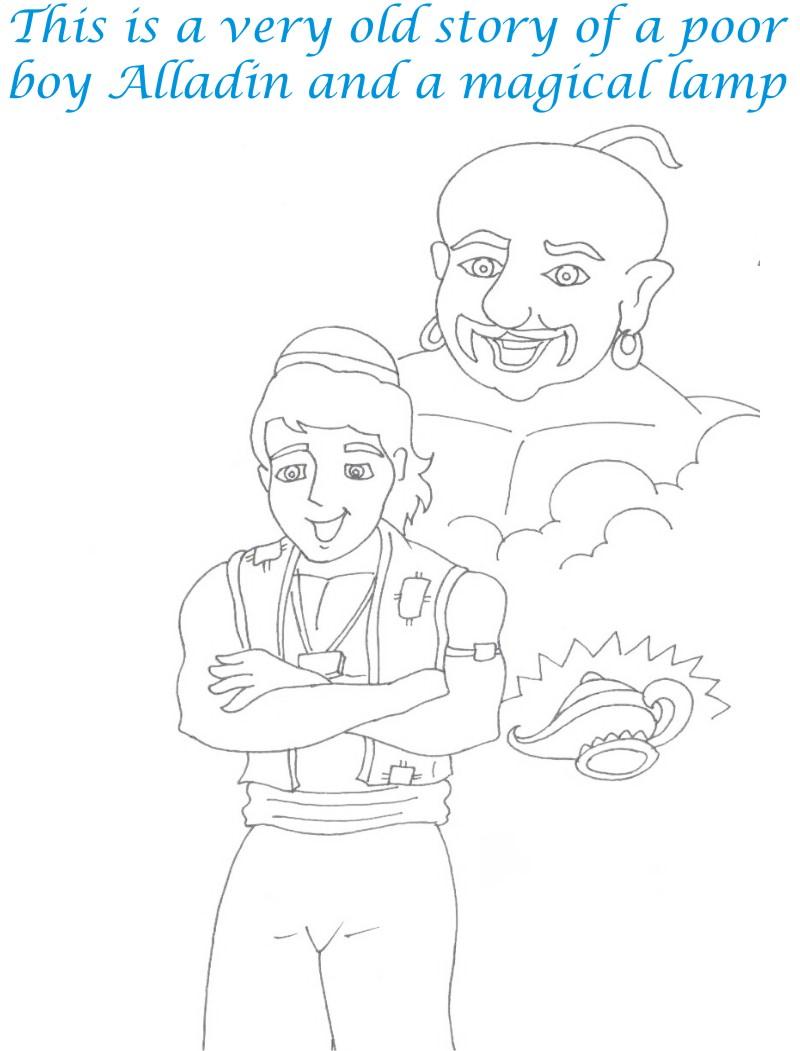 Alladin tales printable coloring page for kids 1