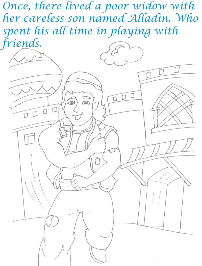 Alladin tales printable coloring page for kids 2