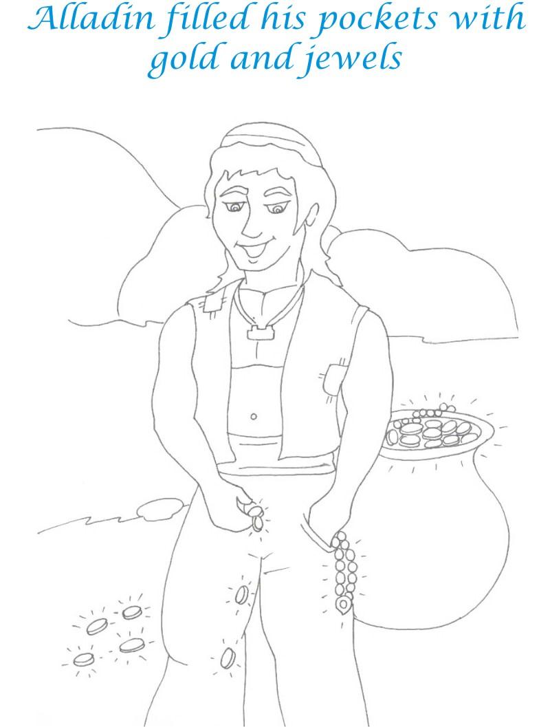Alladin tales printable coloring page for kids 11