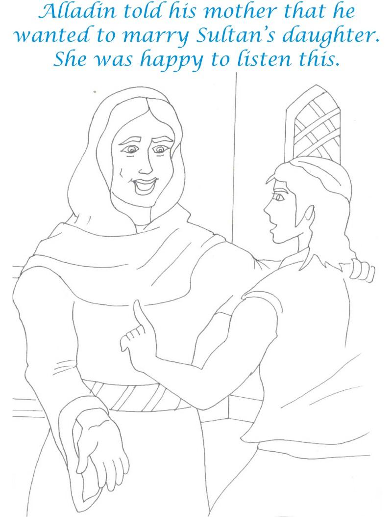 Alladin tales printable coloring page for kids 26
