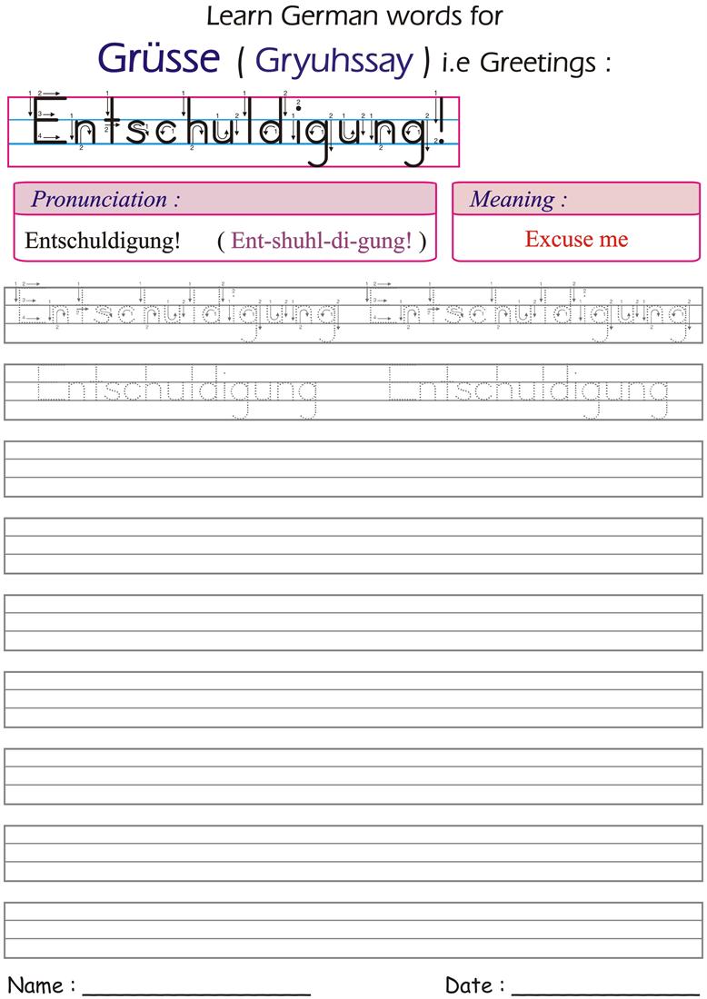 Entschuldigung - worksheet for practice