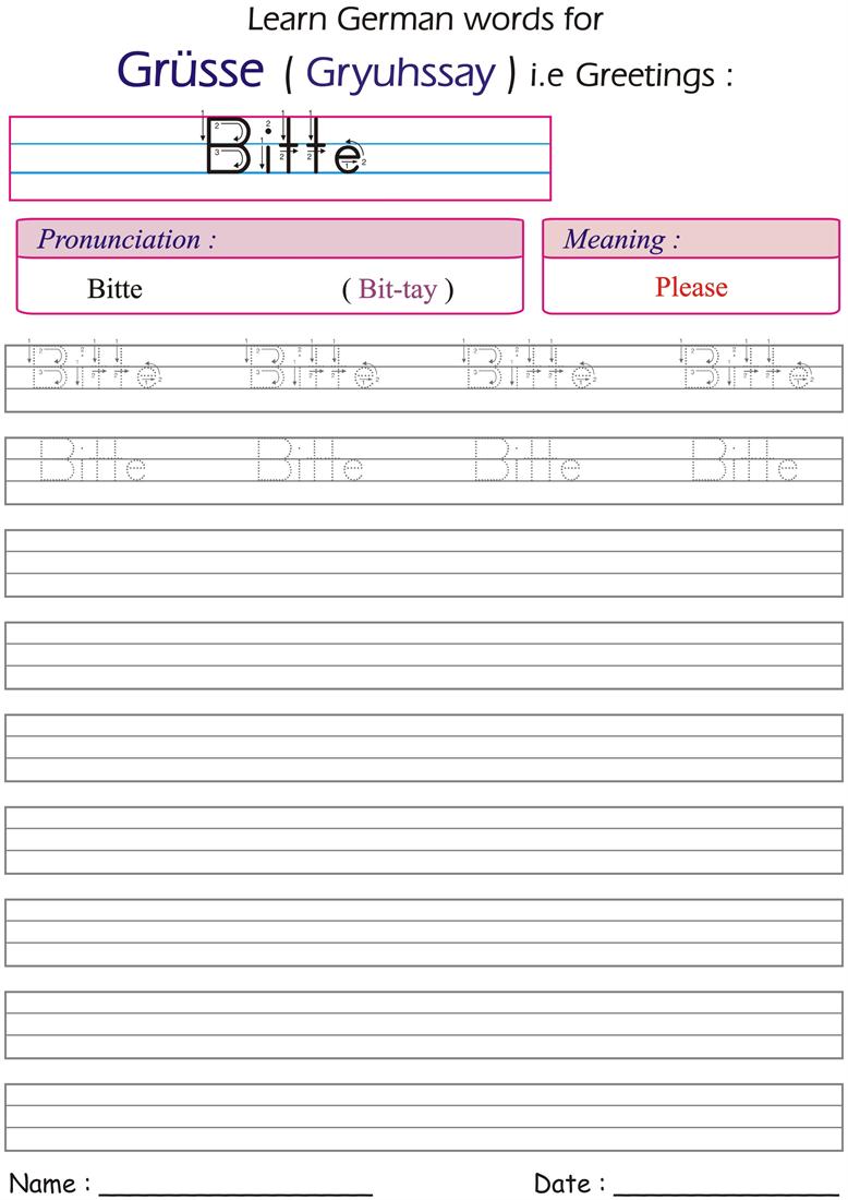 Bitte - worksheets for practice