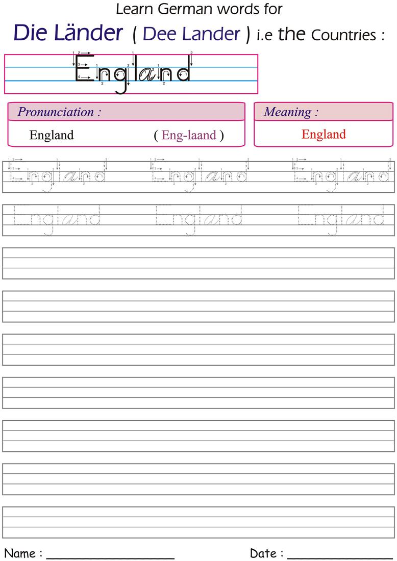 worksheet German Worksheets german word for country england worksheet practice