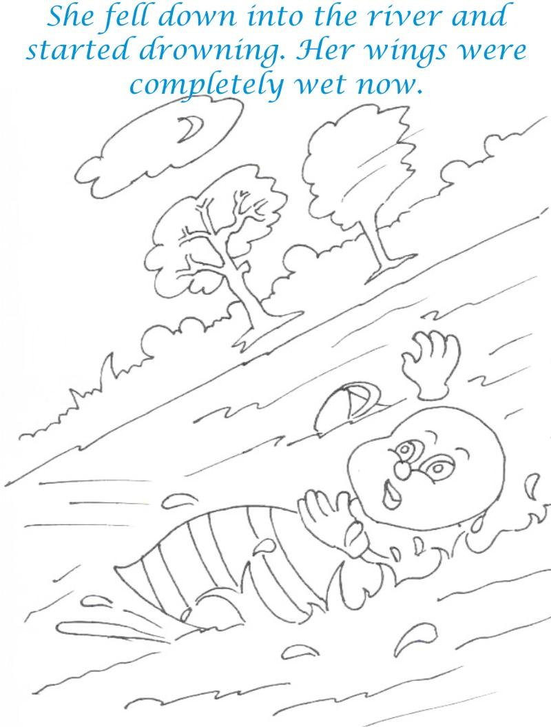 Bee and Dove story coloring page for kids 6