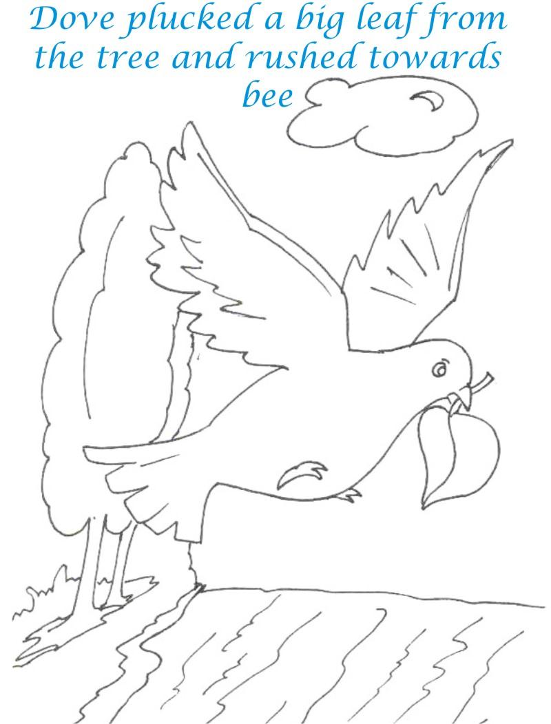 Bee and Dove story coloring page for kids 9