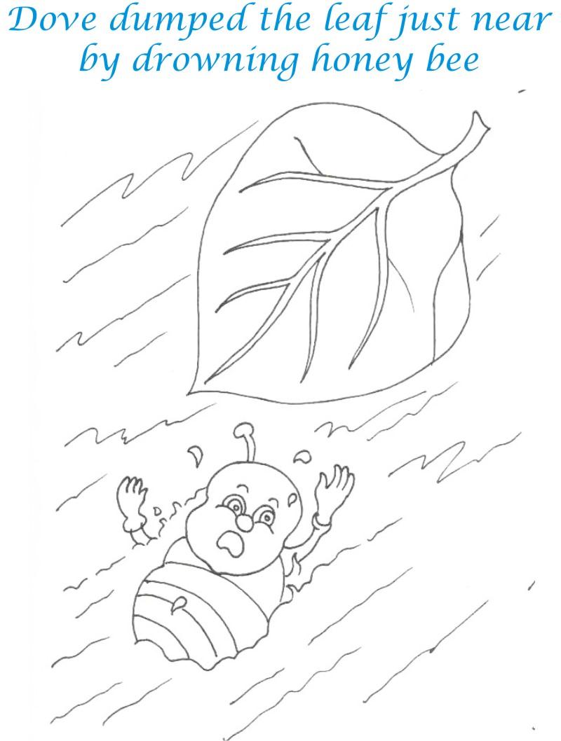 Bee and Dove story coloring page for kids 10