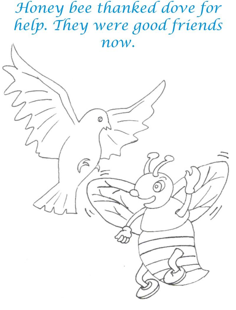 Bee and Dove story coloring page for kids 13
