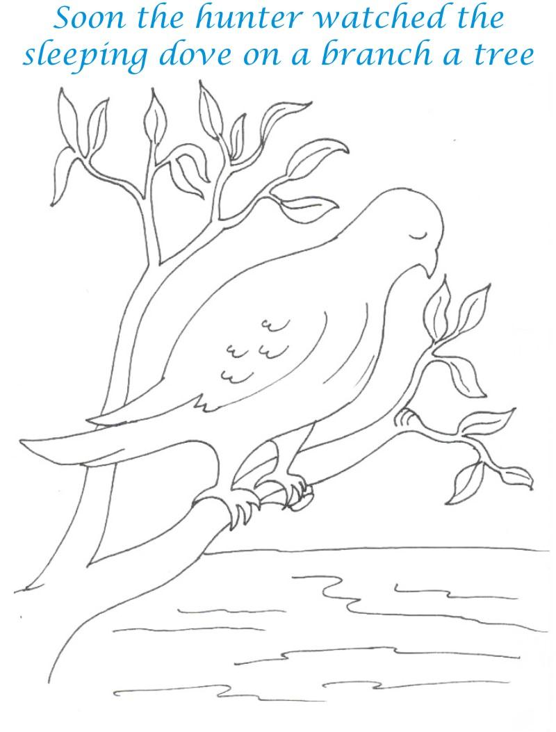 Bee and Dove story coloring page for kids 15