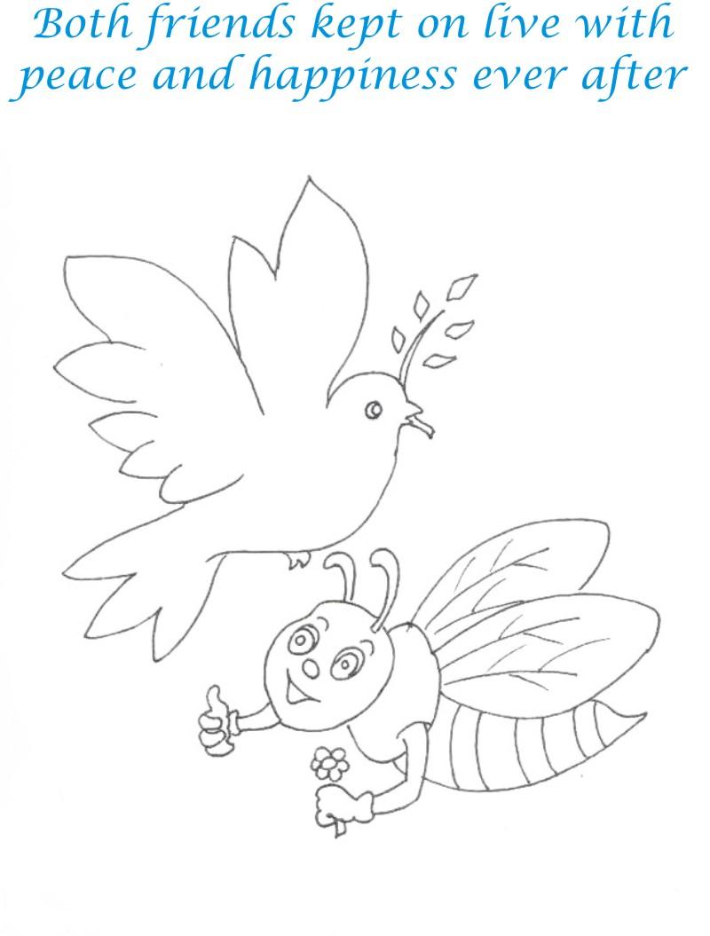 Bee and Dove story coloring page for kids 23