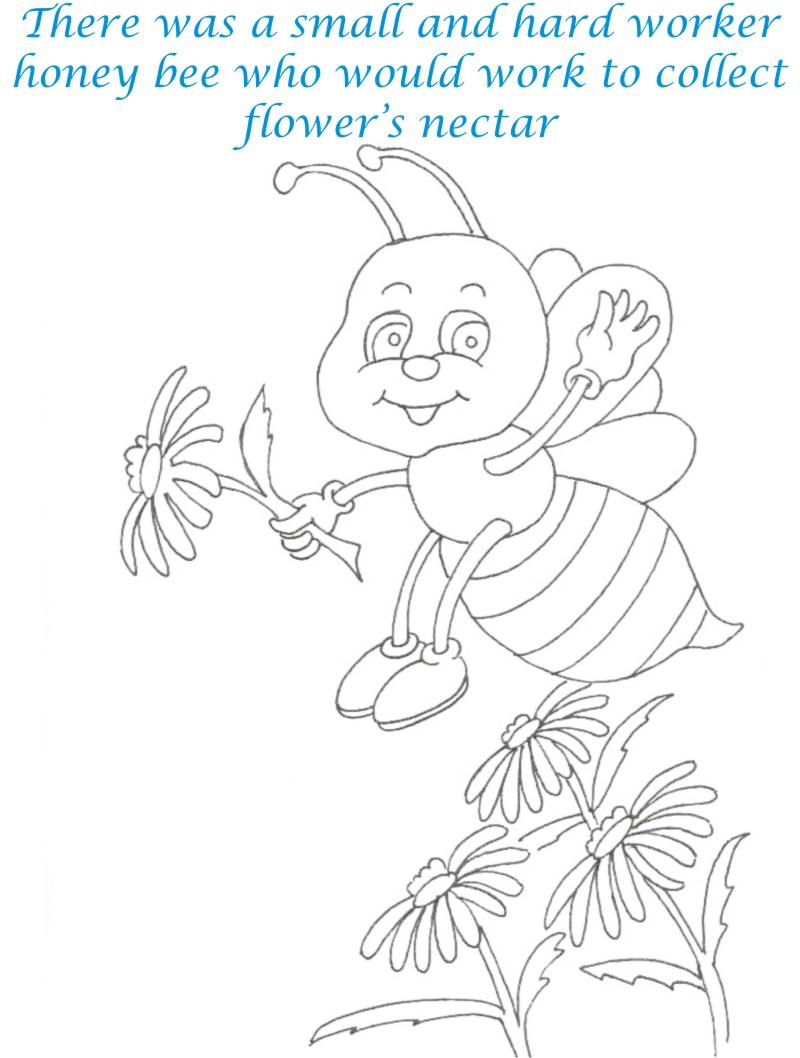 Bee and Dove story coloring page for kids 2