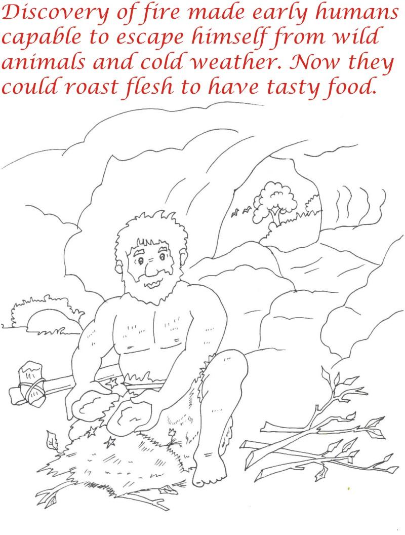 Early Humans printable coloring page for kids 2