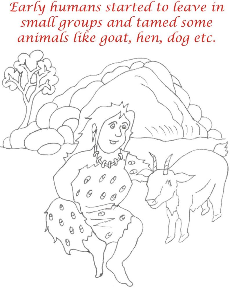 Early Humans printable coloring page for kids 4