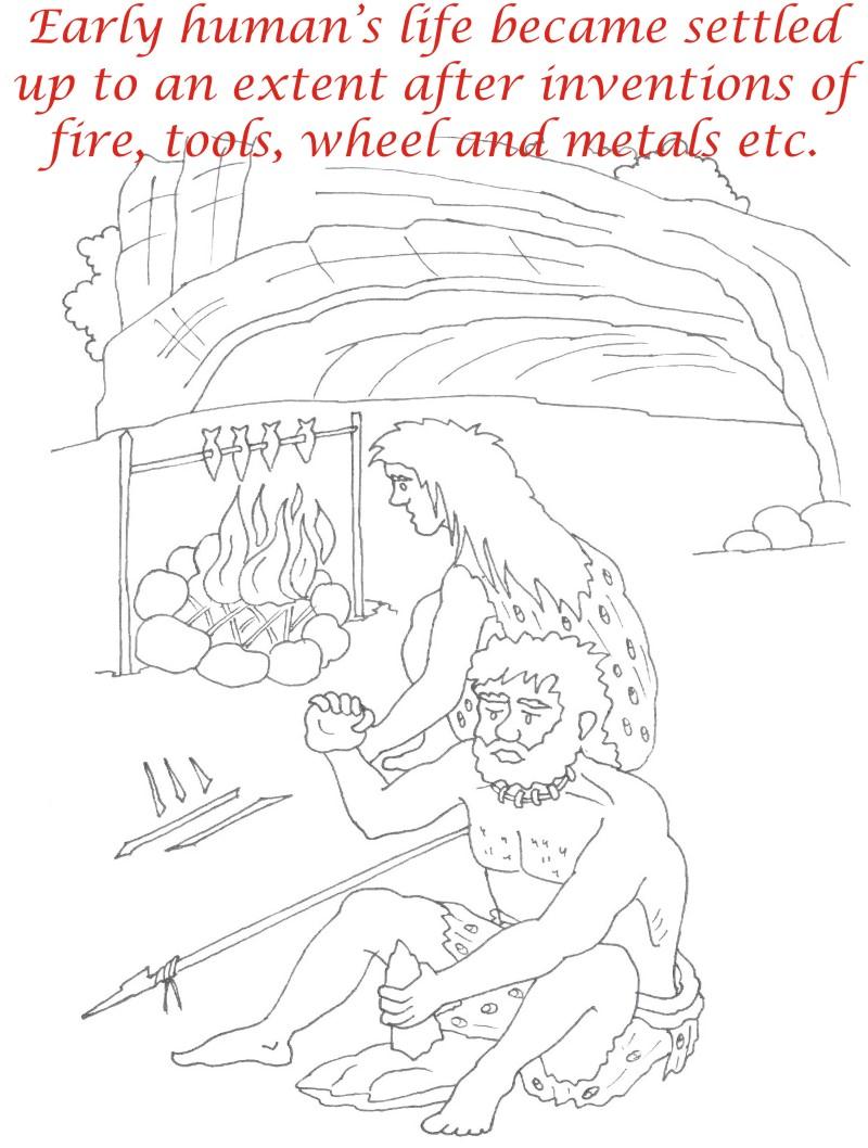 Early Humans printable coloring page for kids 15