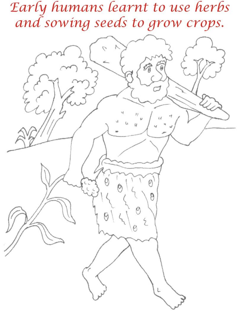 Early Humans printable coloring page for kids 16